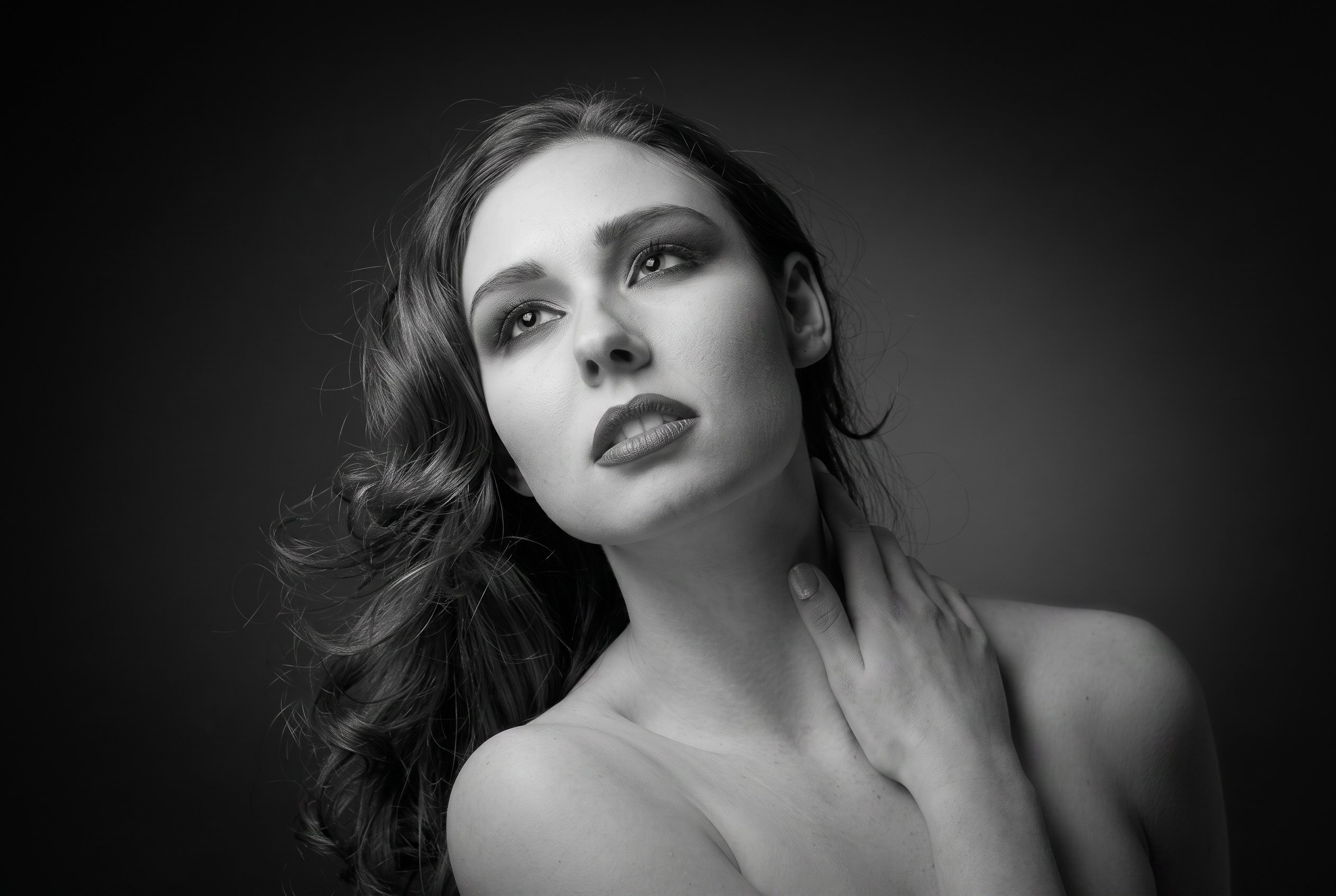 Black and white studio portrait